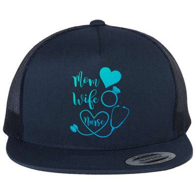 Mom Wife Nurse Heart Diamond Ring Stethoscope Funny Gift Flat Bill Trucker Hat