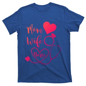 Mom Wife Nurse Heart Diamond Ring Stethoscope Funny Gift T-Shirt