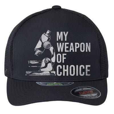 My Weapon Of Choice Funny Tech Medical Laboratory Scientist Flexfit Unipanel Trucker Cap