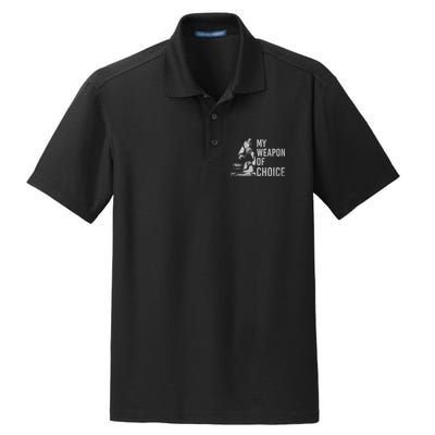 My Weapon Of Choice Funny Tech Medical Laboratory Scientist Dry Zone Grid Polo