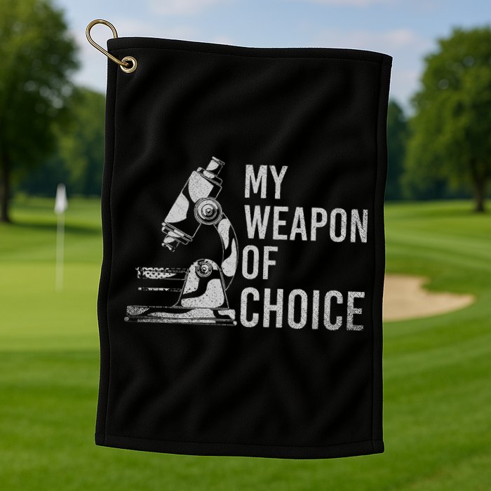 My Weapon Of Choice Funny Tech Medical Laboratory Scientist Golf Towel