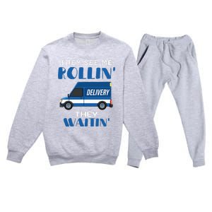 Mail Worker Postman Mailman They See Me Rollin They Waitin Premium Crewneck Sweatsuit Set