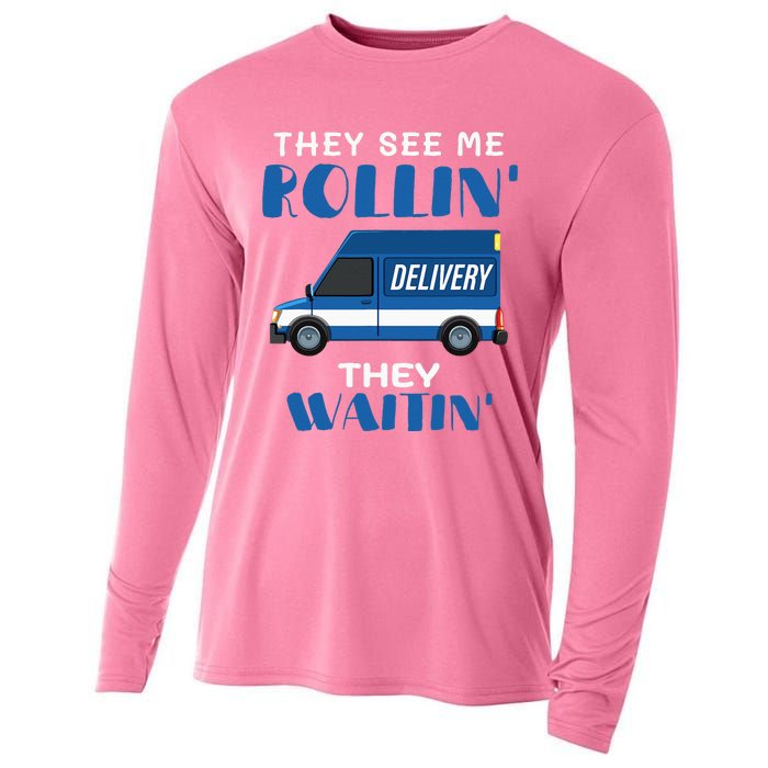 Mail Worker Postman Mailman They See Me Rollin They Waitin Cooling Performance Long Sleeve Crew