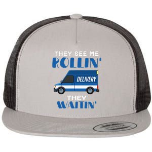 Mail Worker Postman Mailman They See Me Rollin They Waitin Flat Bill Trucker Hat