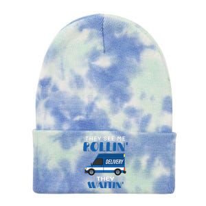 Mail Worker Postman Mailman They See Me Rollin They Waitin Tie Dye 12in Knit Beanie