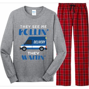 Mail Worker Postman Mailman They See Me Rollin They Waitin Long Sleeve Pajama Set