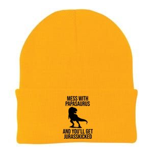 Mess With Papasaurus And Youll Get Jurasskicked Funny Dad Gift Knit Cap Winter Beanie