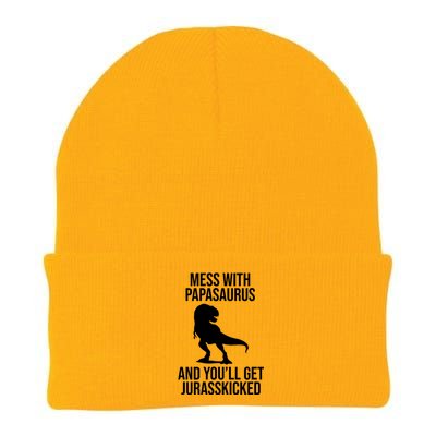 Mess With Papasaurus And Youll Get Jurasskicked Funny Dad Gift Knit Cap Winter Beanie