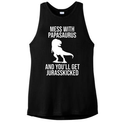 Mess With Papasaurus And Youll Get Jurasskicked Funny Dad Gift Ladies PosiCharge Tri-Blend Wicking Tank