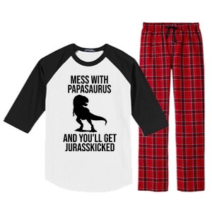 Mess With Papasaurus And Youll Get Jurasskicked Funny Dad Gift Raglan Sleeve Pajama Set