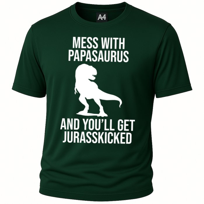 Mess With Papasaurus And Youll Get Jurasskicked Funny Dad Gift Cooling Performance Crew T-Shirt