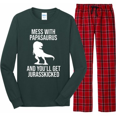 Mess With Papasaurus And Youll Get Jurasskicked Funny Dad Gift Long Sleeve Pajama Set