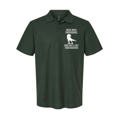 Mess With Papasaurus And Youll Get Jurasskicked Funny Dad Gift Softstyle Adult Sport Polo