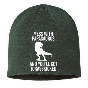 Mess With Papasaurus And Youll Get Jurasskicked Funny Dad Gift Sustainable Beanie