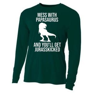 Mess With Papasaurus And Youll Get Jurasskicked Funny Dad Gift Cooling Performance Long Sleeve Crew