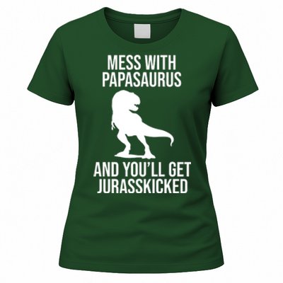 Mess With Papasaurus And Youll Get Jurasskicked Funny Dad Gift Women's T-Shirt