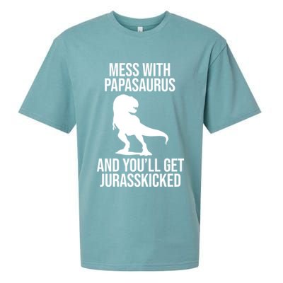 Mess With Papasaurus And Youll Get Jurasskicked Funny Dad Gift Sueded Cloud Jersey T-Shirt
