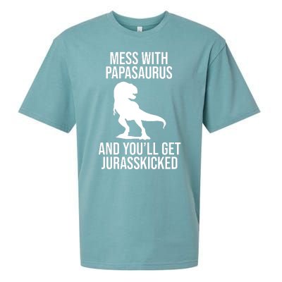 Mess With Papasaurus And Youll Get Jurasskicked Funny Dad Gift Sueded Cloud Jersey T-Shirt