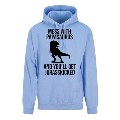 Mess With Papasaurus And Youll Get Jurasskicked Funny Dad Gift Unisex Surf Hoodie