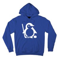 Minimalist White Penguin Silhouette Ice Hockey Player Hoodie