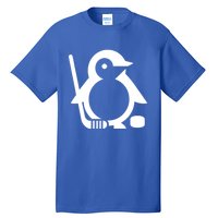 Minimalist White Penguin Silhouette Ice Hockey Player Tall T-Shirt