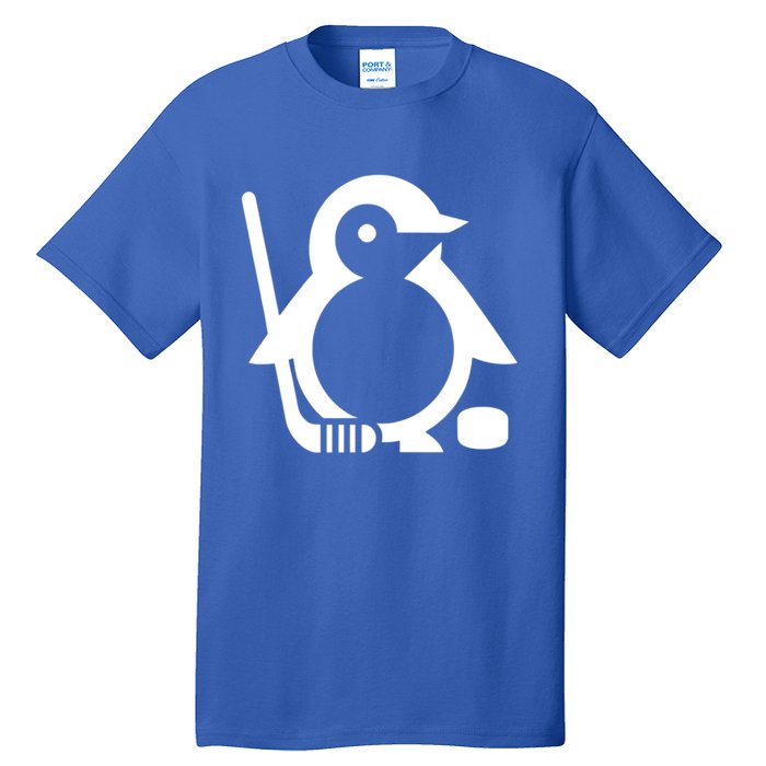 Minimalist White Penguin Silhouette Ice Hockey Player Tall T-Shirt