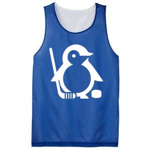 Minimalist White Penguin Silhouette Ice Hockey Player Mesh Reversible Basketball Jersey Tank