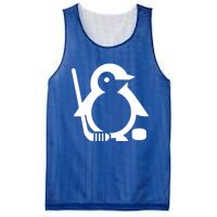 Minimalist White Penguin Silhouette Ice Hockey Player Mesh Reversible Basketball Jersey Tank