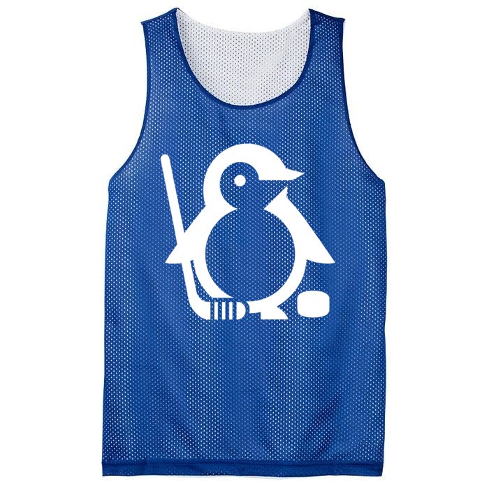 Minimalist White Penguin Silhouette Ice Hockey Player Mesh Reversible Basketball Jersey Tank