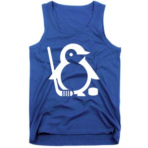 Minimalist White Penguin Silhouette Ice Hockey Player Tank Top