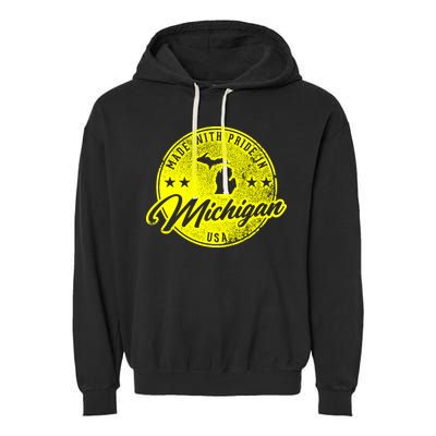 Made With Pride In Michigan USA Retro Garment-Dyed Fleece Hoodie
