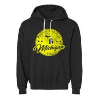 Made With Pride In Michigan USA Retro Garment-Dyed Fleece Hoodie