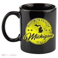 Made With Pride In Michigan USA Retro 11oz C Handle Ceramic Mug