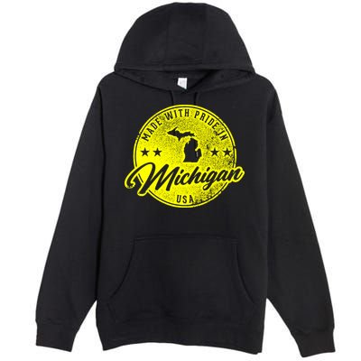 Made With Pride In Michigan USA Retro Premium Pullover Hoodie