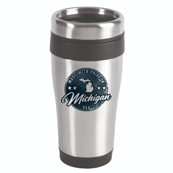 Made With Pride In Michigan USA Retro 16oz Travel Tumbler