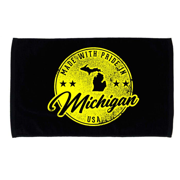 Made With Pride In Michigan USA Retro Microfiber Hand Towel