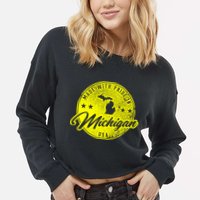 Made With Pride In Michigan USA Retro Cropped Pullover Crew