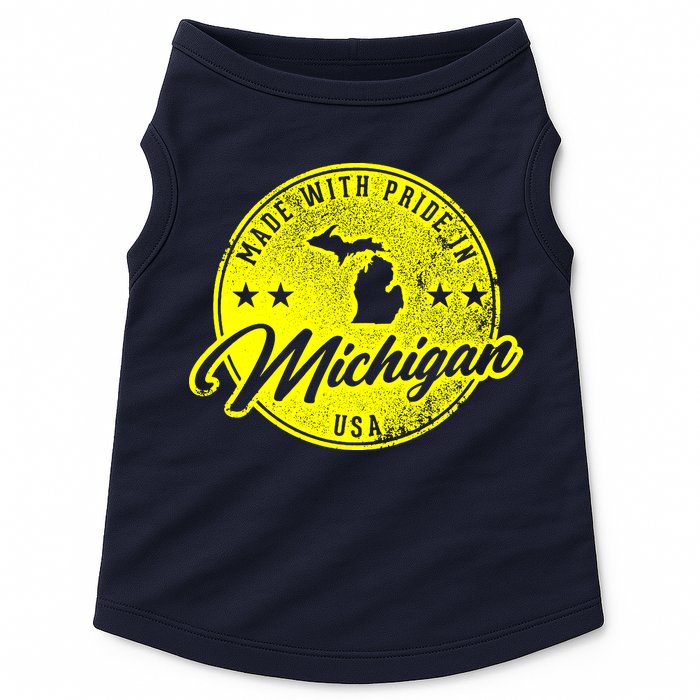 Made With Pride In Michigan USA Retro Doggie Tank