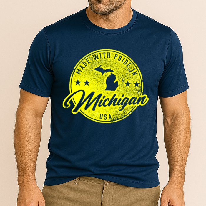 Made With Pride In Michigan USA Retro Performance Shirt