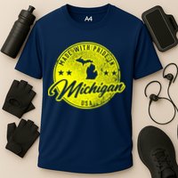 Made With Pride In Michigan USA Retro Performance Shirt