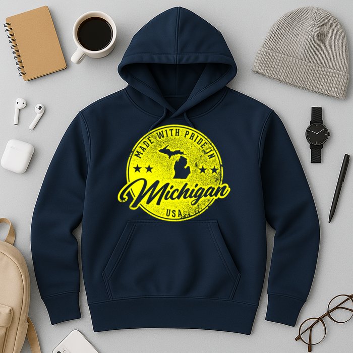 Made With Pride In Michigan USA Retro Hoodie