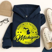 Made With Pride In Michigan USA Retro Hoodie