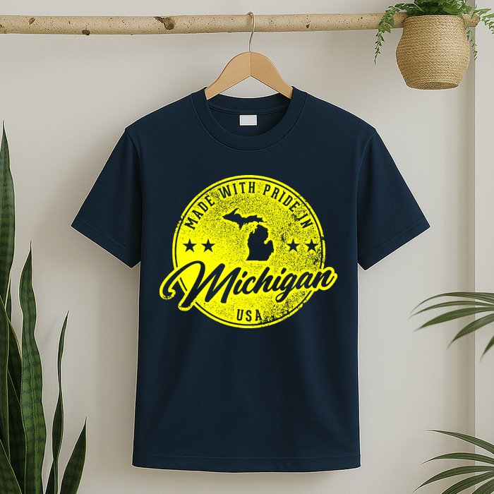 Made With Pride In Michigan USA Retro T-Shirt