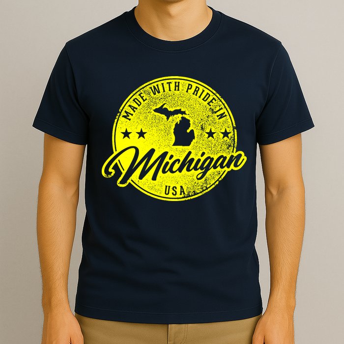 Made With Pride In Michigan USA Retro T-Shirt