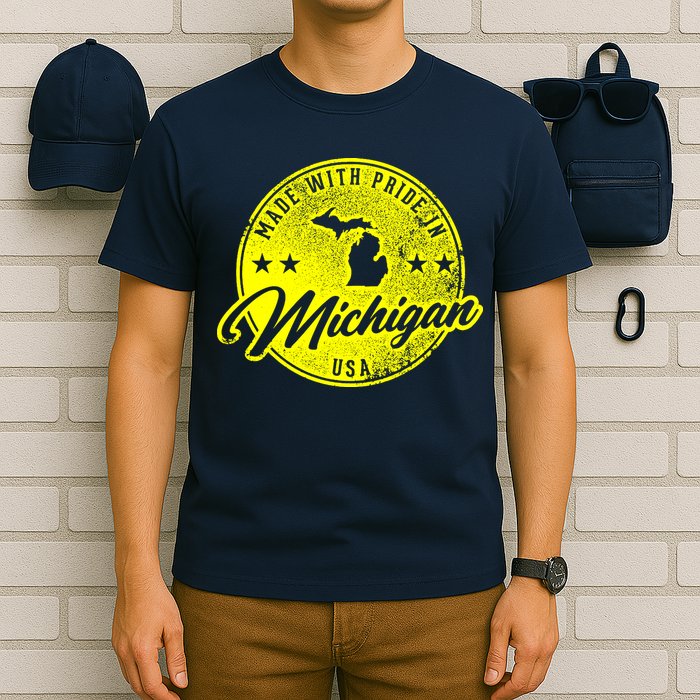 Made With Pride In Michigan USA Retro T-Shirt