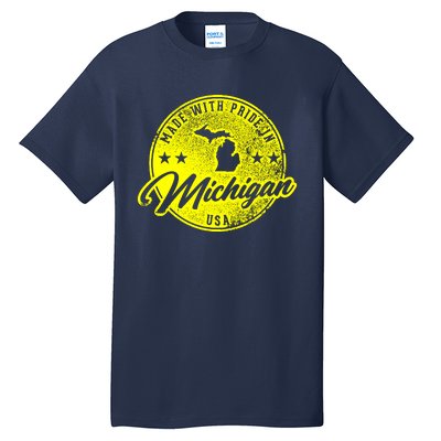 Made With Pride In Michigan USA Retro Tall T-Shirt