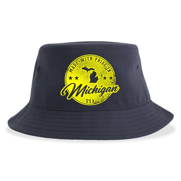 Made With Pride In Michigan USA Retro Sustainable Bucket Hat