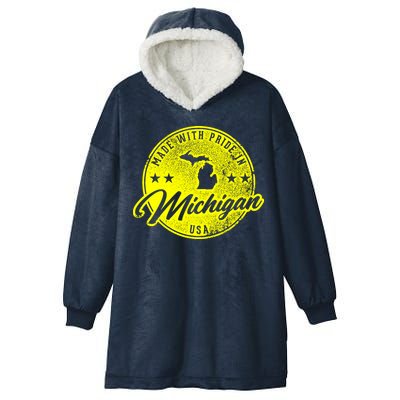 Made With Pride In Michigan USA Retro Hooded Wearable Blanket