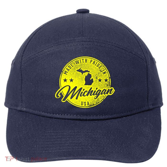 Made With Pride In Michigan USA Retro 7-Panel Snapback Hat