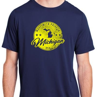 Made With Pride In Michigan USA Retro Adult ChromaSoft Performance T-Shirt